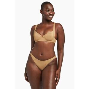 New NWT Vitamin A Golden Glow Shimmer Metallic Demi Bikini Bathing Suit Top XS 4